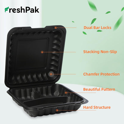 Meal Prep Container Reusable 40 Pack 34oz - Shrink Wrap Leakproof | Portion Control Leftover Plastic Food Containers with Lid | BPA Free Freezer & Microwave Safe | 4 Compartment Takeout Boxes