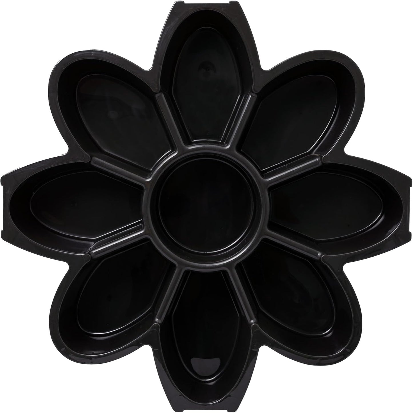 KOLORAE Flower Snack Serving Tray - 9 Compartment Party Platter with Dressing Cup for Chips and Dip, Fruits and Veggies - Game Day & Summer Entertaining Tray