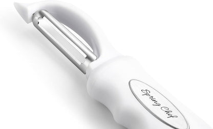 Spring Chef Premium Swivel Vegetable Peeler, Soft Grip Handle and Ultra Sharp Stainless Steel Blades - Perfect Kitchen Peeler For Veggie, Fruit, Potato, Carrot, Apple - Mango