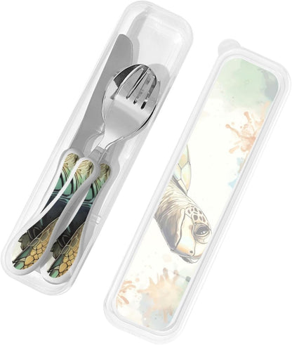 3-Piece Kids Silverware Set With Storage Case, Stainless Steel Reusable Children Safe Knife Spoon Fork Set Animal Cartoon Owls Cute Children Flatware Set For Kids Lunch Box