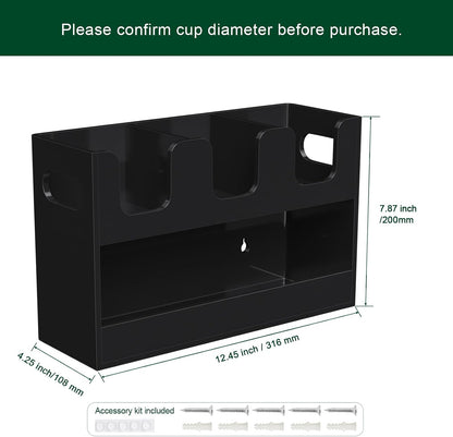 Disposable Coffee Cup Dispenser with Handles, 2-Tier 4 Compartments Clear Acrylic Paper Cup and Lid Storage Organizer for Coffee Bar Kitchen Accessories Restaurant Breakroom Party Supplies
