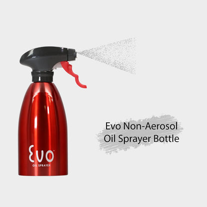 Evo Oil Sprayer 18/8 Stainless Steel, Non-Aerosol for Olive, Cooking Oils, and Vinegars, Silver, 16-Ounce Capacity