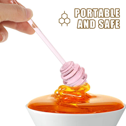CALLARON Glass Honey Dipper Stirring Stick - Portable Household Honey Rod for Tea Coffee Jam - Practical Spiral Design 5.35 X 1.18 Inches
