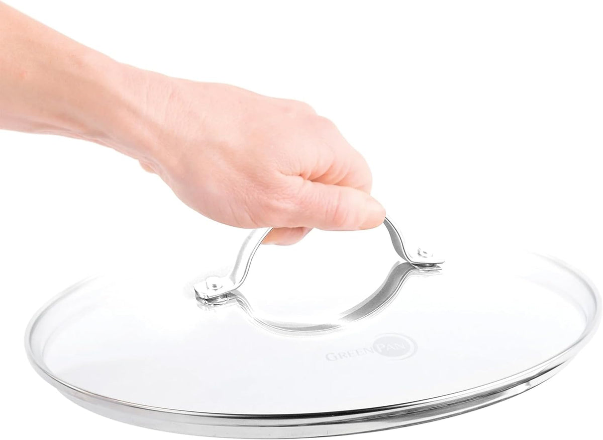 GreenPan 8" Tempered Glass Lid for Pots and Pans Cookware, Gold-Tone Handle with Matte Finish, Dishwasher and Oven Safe