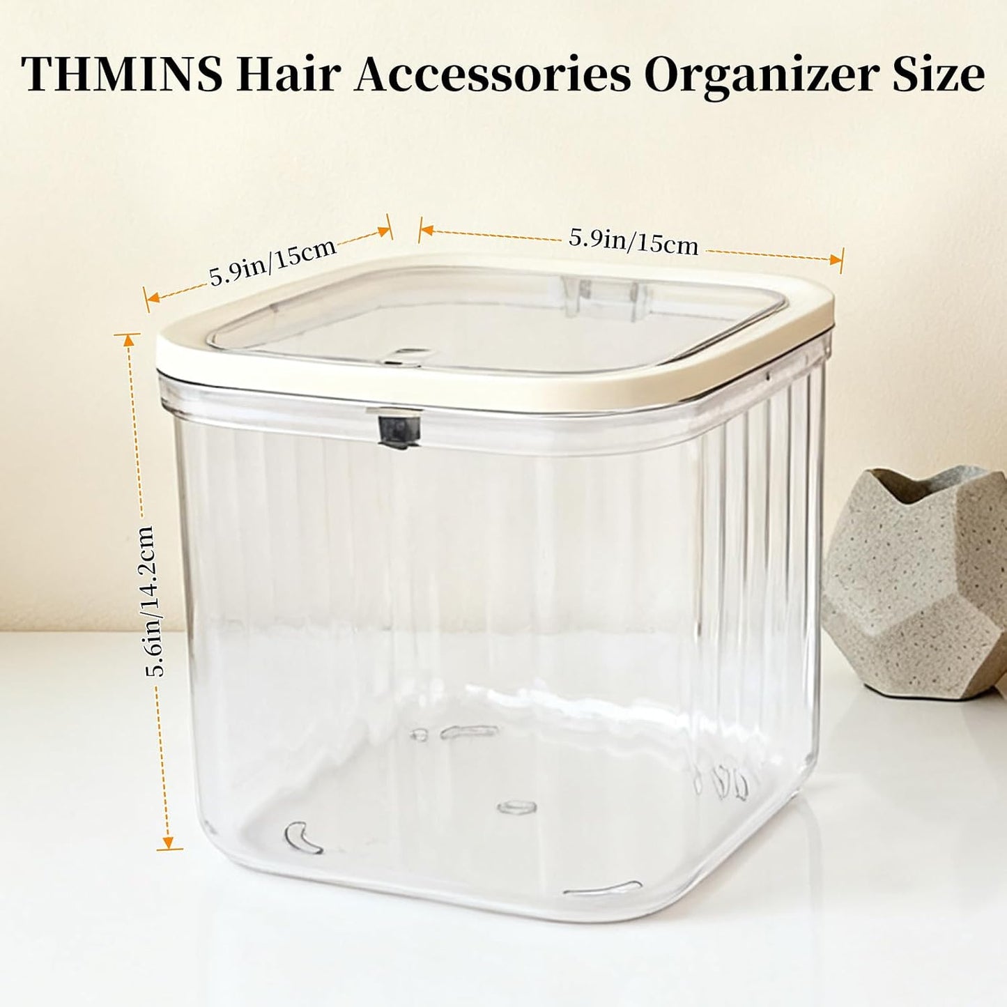 THMINS Hair Accessories Organizer for Girls,Small Plastic Storage Box with Lid for Kids Hair Clips,Ties,Bows&Jewelry,Stackable Dust-Proof Flip Top Container,Desktop Organizer(Clear)