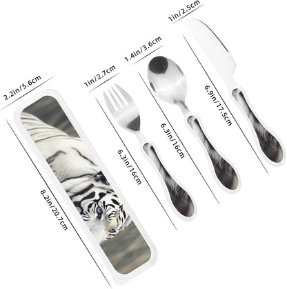 3-Piece Kids Silverware Set With Storage Case, Stainless Steel Reusable Children Safe Knife Spoon Fork Set Butterfly On Beautiful Flower Children Flatware Set For Kids Lunch Box