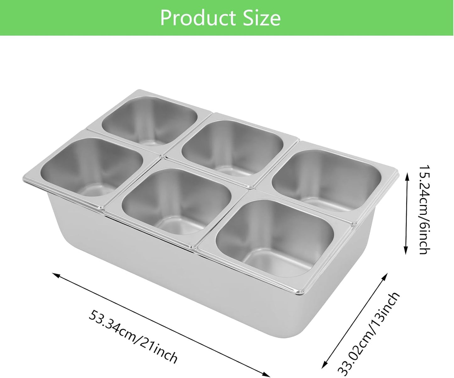 3/4/6 Compartment Stainless Steel Fruit Serving Set with Removable Acrylic Lids, Drainage Mats - Commercial Food Storage Containers for Buffet, Restaurant (3-Pan)