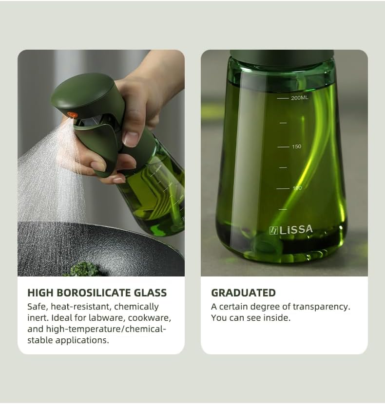 Light-Proof Glass Oil Sprayer For Cooking Air Fryer Salad BBQ,250ml Olive Oil (1)