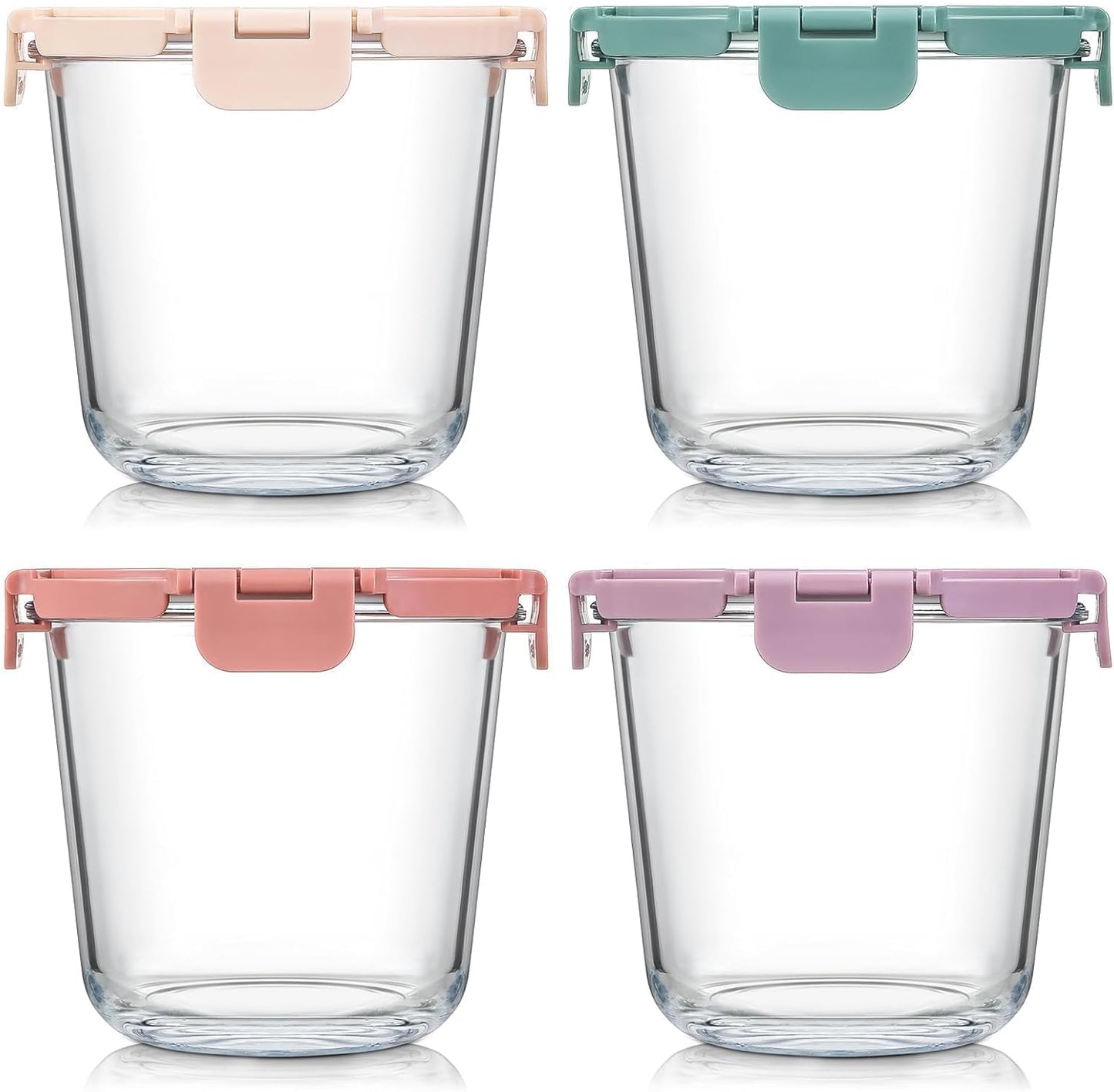 [UPGRADED LID] 6 Sets 3 Cup/24oz Borosilicate Glass Meal Prep Containers with Lids, Food Storage Bowl Jars for Soup Leftover Meal Lunch Oats Fruit Deli Salads - Microwave, Oven, Freezer Safe -BPA Free