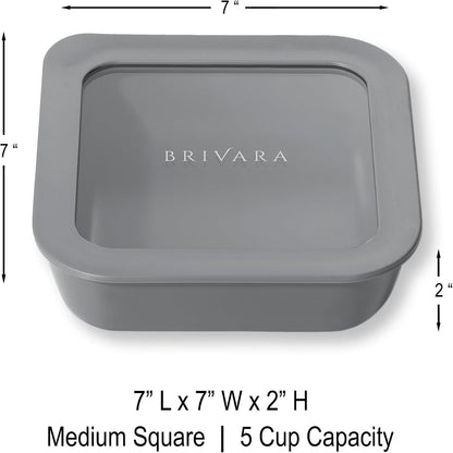 Ceramic Coated Glass Food Storage Container | No PTFE, PFOA, PFAS, and BPA | Reusable Non Toxic Meal Prep Container with Glass Lid | Easy To Store | 3 Cup Rectangle [Onyx]