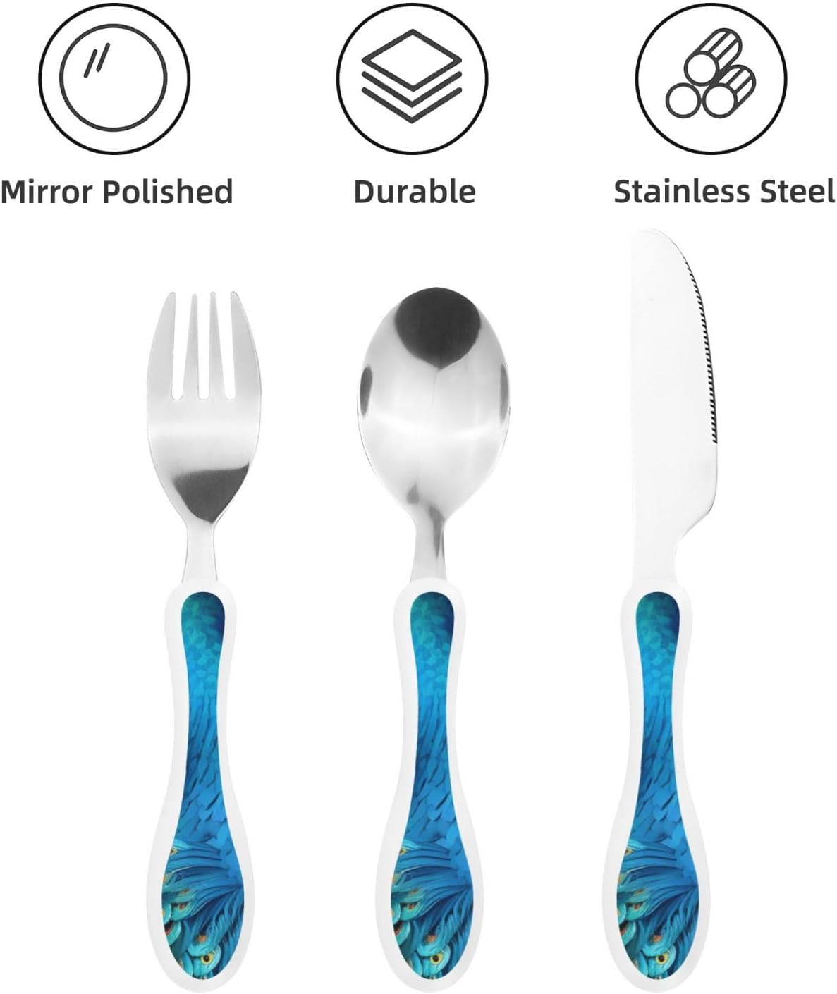 3-Piece Kids Silverware Set With Storage Case, Stainless Steel Reusable Children Safe Knife Spoon Fork Set Butterfly On Beautiful Flower Children Flatware Set For Kids Lunch Box