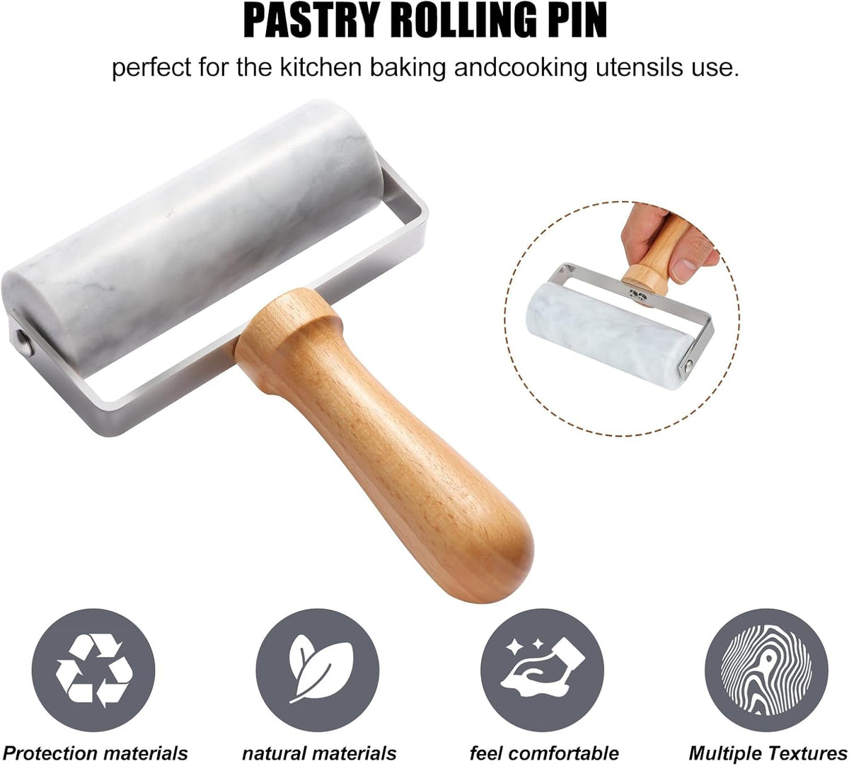 Smooth Surface Marble Rolling Pins for Baking and Professional Chefs