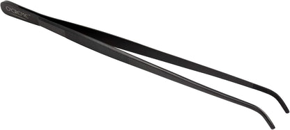 O'Creme 12 Inch Stainless Steel Precision Kitchen Culinary Tweezer Tongs (12" Curved, Rose Gold)