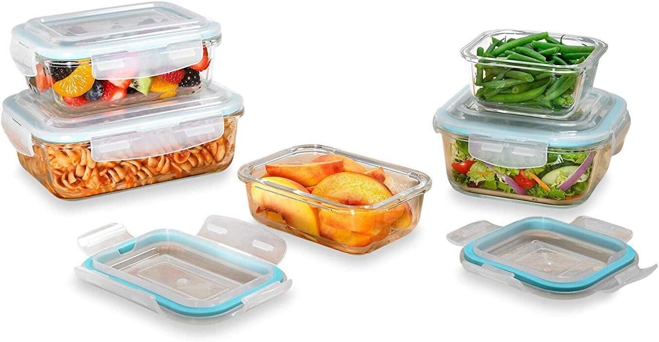 Gourmet Home Products 10 Pc Glass Food Storage Container Set with Locking Lids