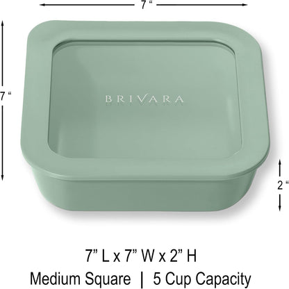 Ceramic Coated Glass Food Storage Container | No PTFE, PFOA, PFAS, and BPA | Reusable Non Toxic Meal Prep Container with Glass Lid | Easy To Store | 3 Cup Rectangle [Onyx]