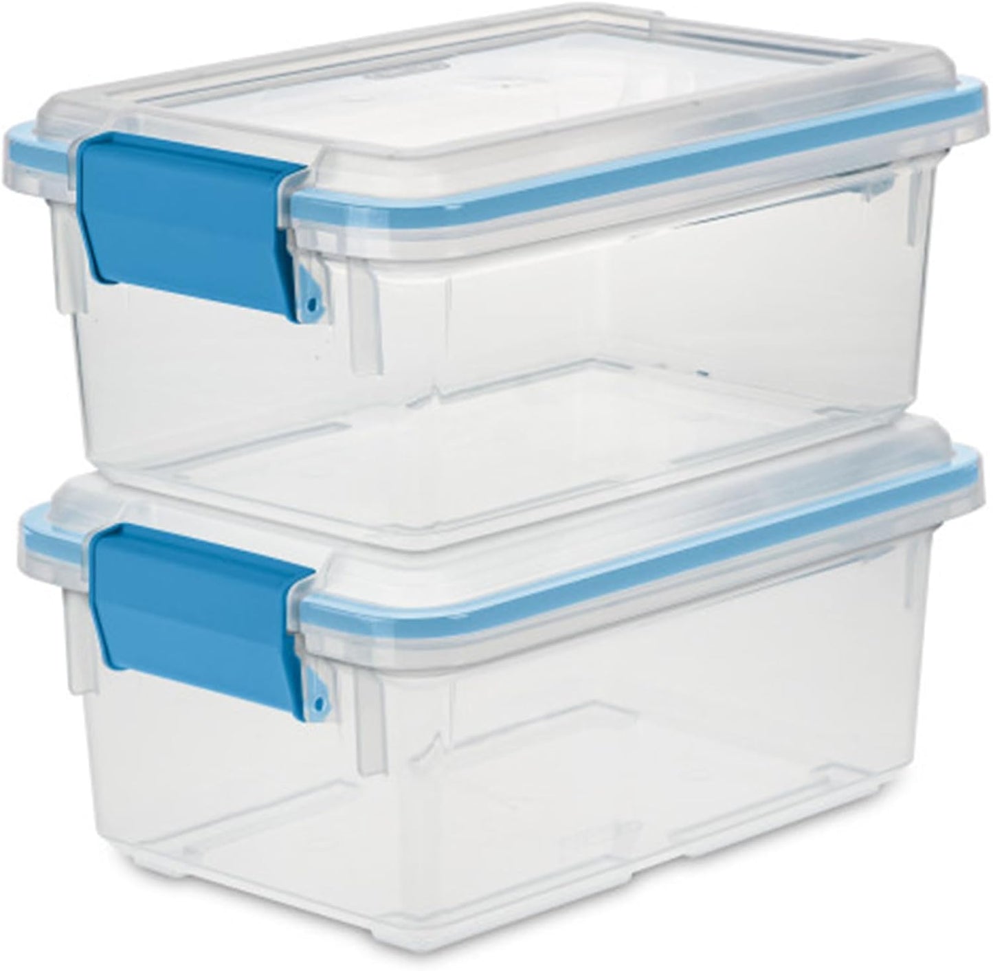 Sterilite 80 Qt Gasket Box, Stackable Storage Bin with Latching Lid and Tight Seal, Plastic Container to Organize Basement, Clear Base and Lid, 1-Pack
