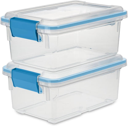 Sterilite 80 Qt Gasket Box, Stackable Storage Bin with Latching Lid and Tight Seal, Plastic Container to Organize Basement, Clear Base and Lid, 1-Pack