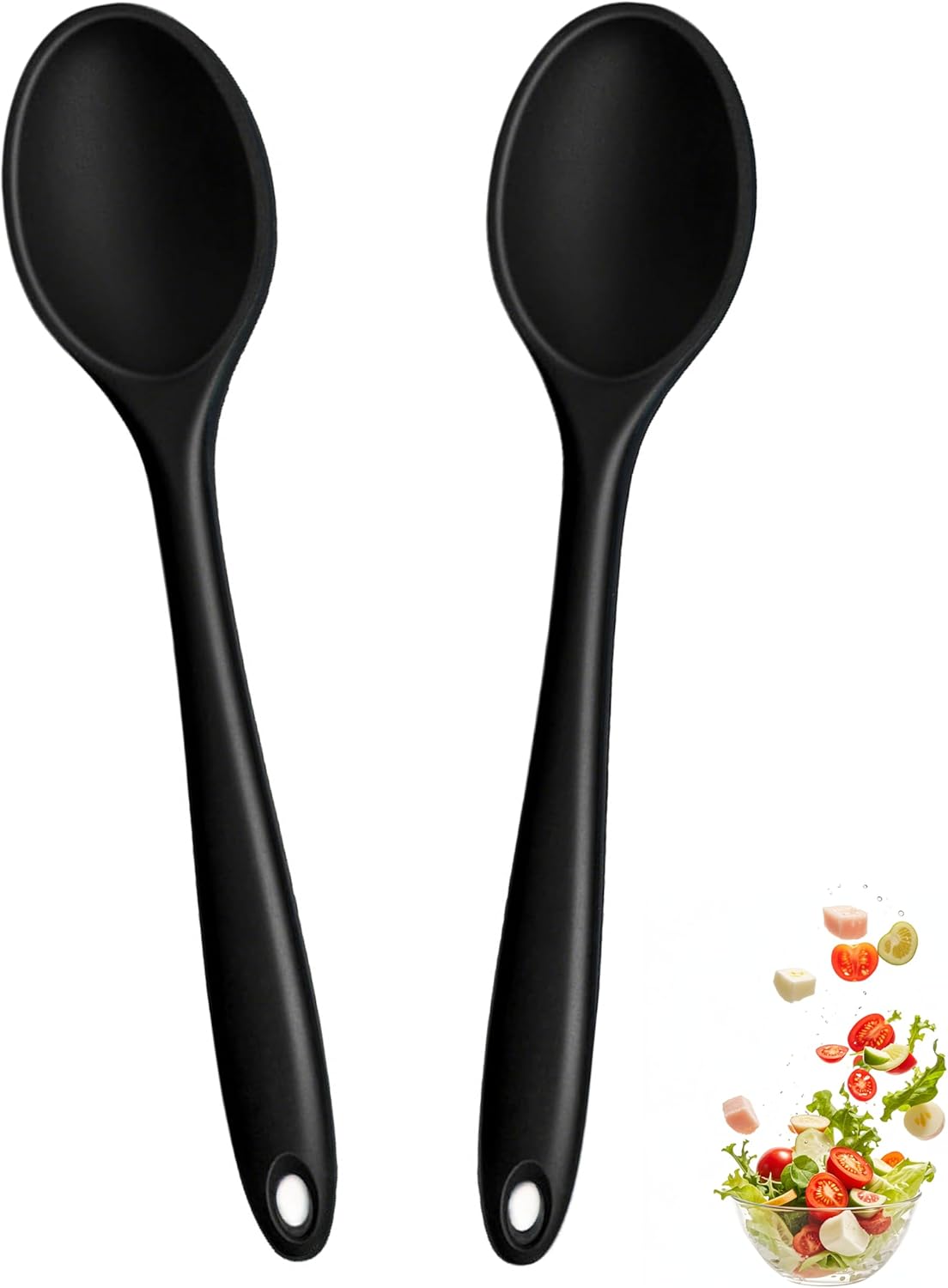 Silicone Spoons Set of 5,Mixing Spoons for cooking,Heat Resistant Spoons, Mixing Spoons for Kitchen Cooking Baking Stirring Mixing Tools (2pcs Large & 3pcs small)