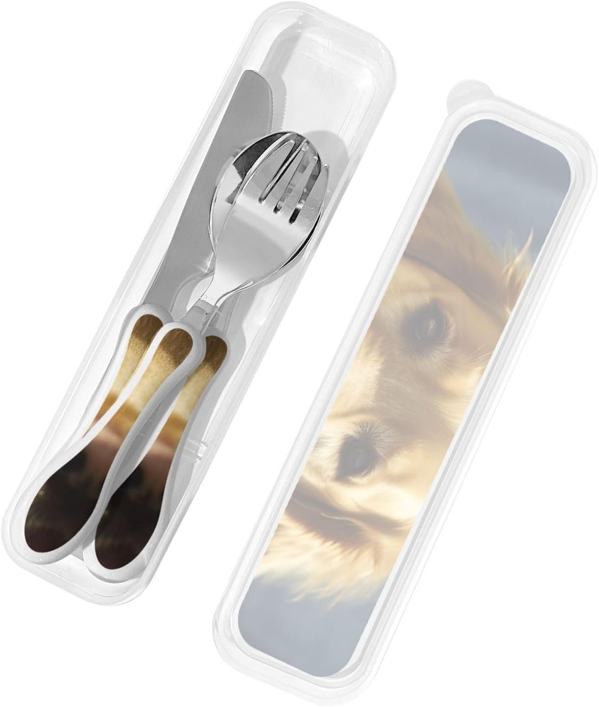 3-Piece Kids Silverware Set With Storage Case, Stainless Steel Reusable Children Safe Knife Spoon Fork Set Blue Active Girl Running Sunset Children Flatware Set For Kids Lunch Box - Colors C
