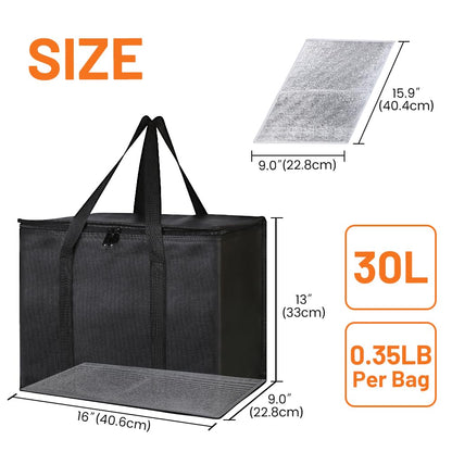 Bodaon Insulated Food Delivery Bag, XXXL Pizza Delivery Bags for Hot and Cold Food, Commercial, Large Capacity Reusable Warming Bag, Catering Cooler Bag for Rideshare, Warmers for Parties (Black, 1Pk)