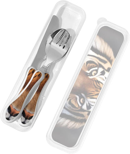 3-Piece Kids Silverware Set With Storage Case, Stainless Steel Reusable Children Safe Knife Spoon Fork Set Sugar Skulls Children Flatware Set For Kids Lunch Box