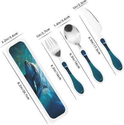 3-Piece Kids Silverware Set With Storage Case, Stainless Steel Reusable Children Safe Knife Spoon Fork Set Candy Children Flatware Set For Kids Lunch Box