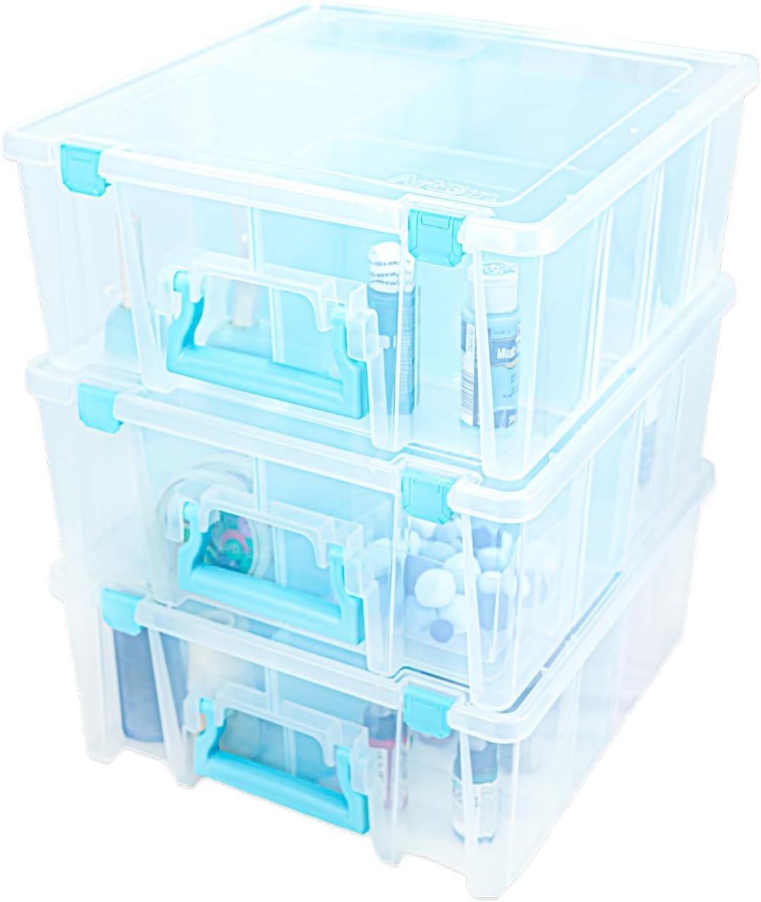 ArtBin 6990SO Super Satchel Double Deep Compartment Box - Art Storage with 8 Removable Compartments, Smart Closure for Craft Supplies (Gold - Pack of 1)