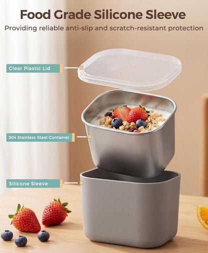 Snackle Box Container with 8 Removable Stainless Steel Compartments Divided Serving Tray with Portable Handle for Beach, Road Trip, Picnic, Boat Days, Ball Games, Pool and Parties