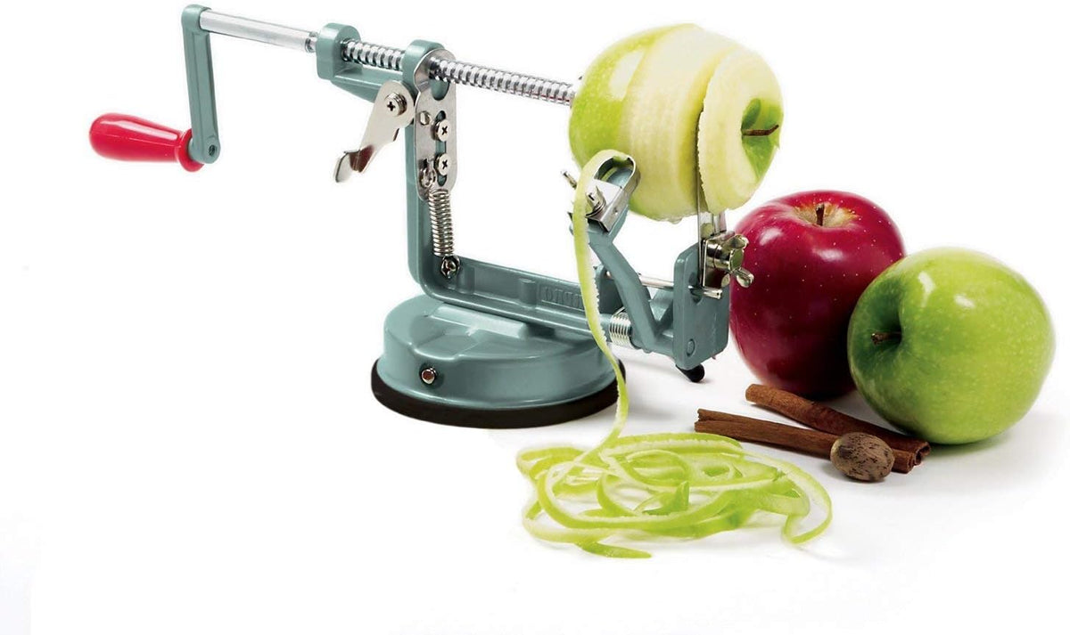 Norpro Apple Master-Apple, Potato, Parer, Slicer & Corer with Vacuum Base & Clamp,Red