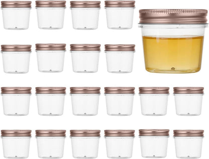 novelinks 4 oz Small Plastic Jars with Lids, 40 Pack Mini Plastic Mason Jars with Lids 4oz, Craft Storage Containers & Canning Jars & Small Spice Jars for Kitchen Organization (40 Pack,Black)