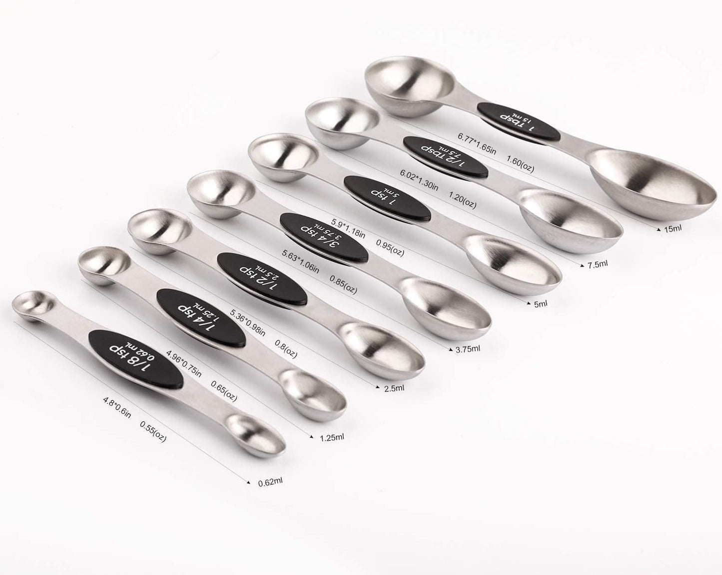 Magnetic Measuring Spoons Set of 8 Stainless Steel Dual Sided Stackable Measuring Spoons Nesting Teaspoons Tablespoons for Measuring Dry and Liquid Ingredients