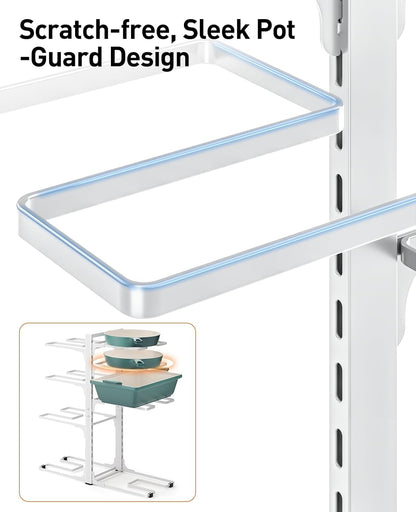 ORDORA Pots and Pans Organizer Under Cabinet 16.6", 8-Tier Adjustable Rack