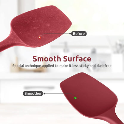 Heat Resistant Silicone Spatula Set: U-Taste 600ºF High Temp Seamless Food Grade Utensil, Flexible Rubber Silicon Kitchen Cooking Mixing Baking Scraper for Nonstick Cookware Set of 4 (Aqua Sky)