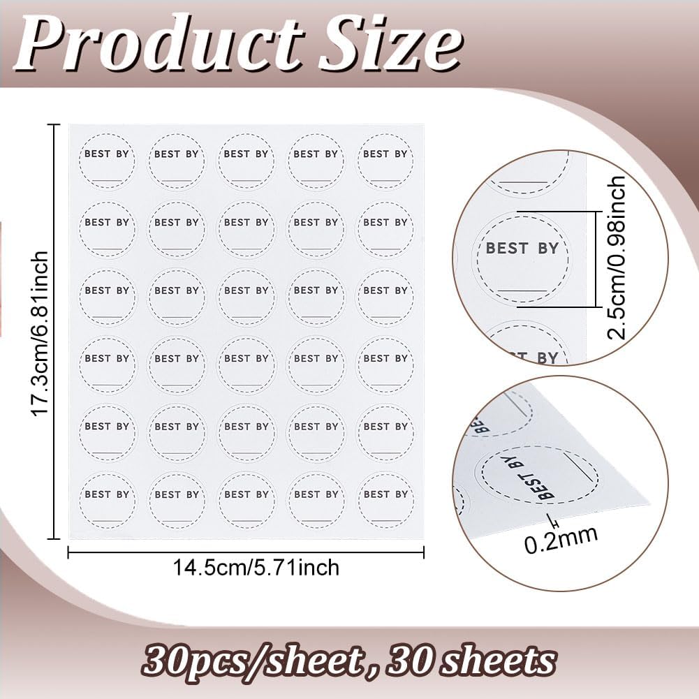 BENECREAT 900 Pack 1 inch Black Large Food Date Stickers, Round Expiration Date Labels, PVC Waterproof for Commercial Kitchen Restaurant and Home Food Storage