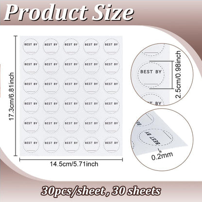 BENECREAT 900 Pack 1 inch Black Large Food Date Stickers, Round Expiration Date Labels, PVC Waterproof for Commercial Kitchen Restaurant and Home Food Storage
