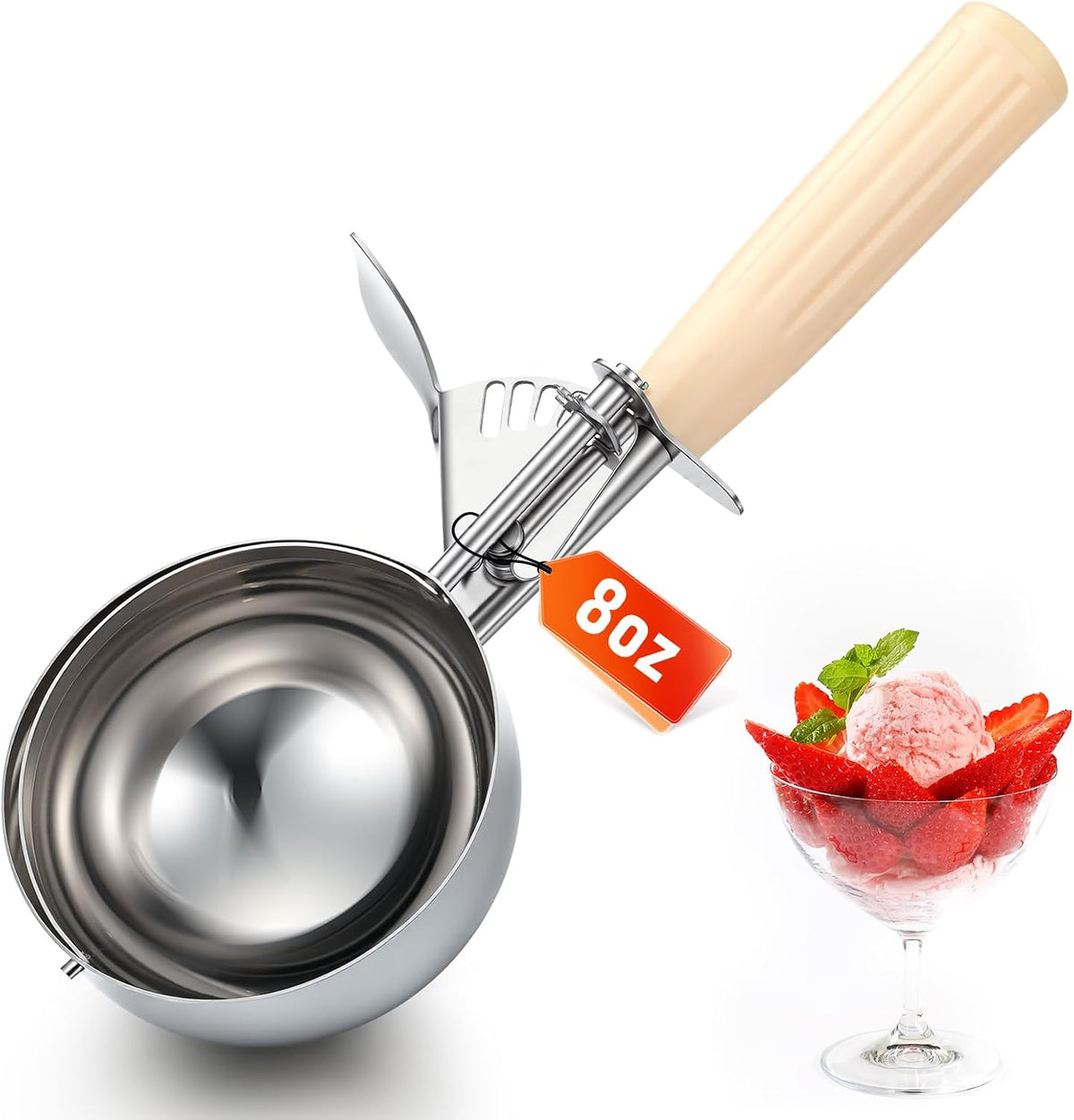 Reallnaive Ice Cream Scooper with Trigger, 4 oz, Gray