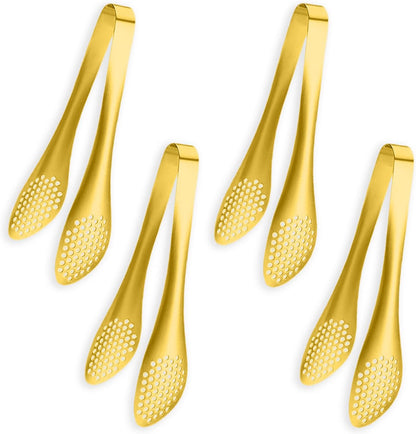 4 PCS Serving Tongs Black Tongs 9 Inch Serving Utensils Stainless Steel Serving Tongs for Salad Buffet Appetizer Dessert Tong for Food Parties, IAX-4B1-68