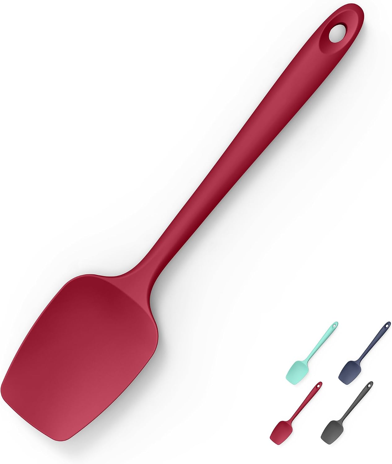 2-Piece Silicone Scraper & Spoon Spatulas: Doosu 600°F Heat Resistant Food Grade BPA Free Rubber Baking Flat Spatula Kitchen Cooking Spoonula for Mixing Scraping Folding Stirring Serving (Aqua Sky)