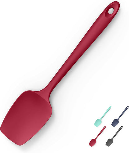 2-Piece Silicone Scraper & Spoon Spatulas: Doosu 600°F Heat Resistant Food Grade BPA Free Rubber Baking Flat Spatula Kitchen Cooking Spoonula for Mixing Scraping Folding Stirring Serving (Aqua Sky)