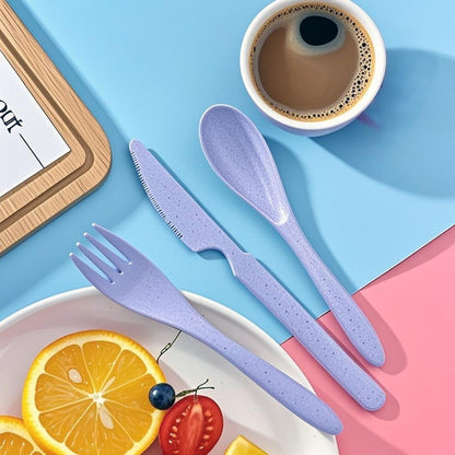 Reusable Utensils Set with Case, Wheat Straw Portable Spoon and Fork Set, Plastic Work School Kids Adults or Daily Use Cutlery Set - for Lunch Box Use Outdoor (Red)