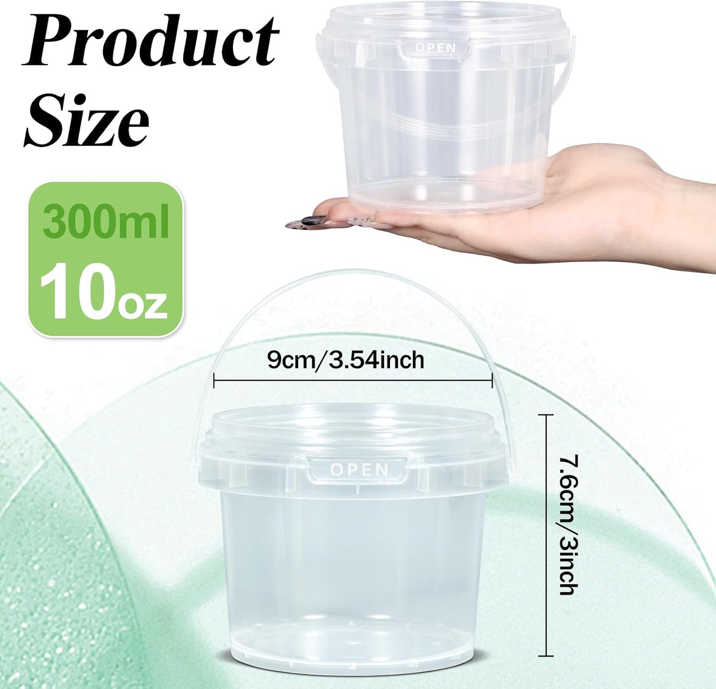Leak Proof Plastic Containers with Lids, 10 oz Reusable Airtight PP Plastic Food Storage Containers, Freezer-safe Microwaveable Stackable Dishwasher, for Meal Prep, Soup, Snack (Clear, 12 Pack)