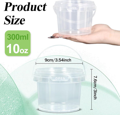 Leak Proof Plastic Containers with Lids, 10 oz Reusable Airtight PP Plastic Food Storage Containers, Freezer-safe Microwaveable Stackable Dishwasher, for Meal Prep, Soup, Snack (Clear, 12 Pack)