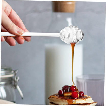 CALLARON Glass Honey Dipper Stirring Stick - Portable Household Honey Rod for Tea Coffee Jam - Practical Spiral Design 5.35 X 1.18 Inches