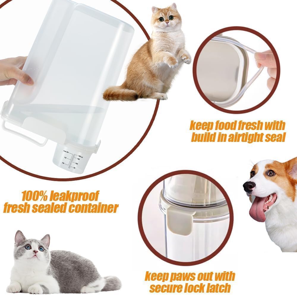 Dog Cat Food Storage Container, Pet Food Pourable Container Airtight with Large Spout & Cup, BPA-Free Plastic Food Dispenser for Pet Food, Bird Seed, Rice, Flour (Dark Gray, 2.5L)