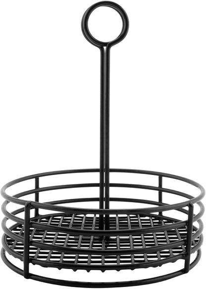 G.E.T. 4-31860 Black Round Stainless Steel Condiment Caddy Iron Teflon Coated Table Caddies Collection