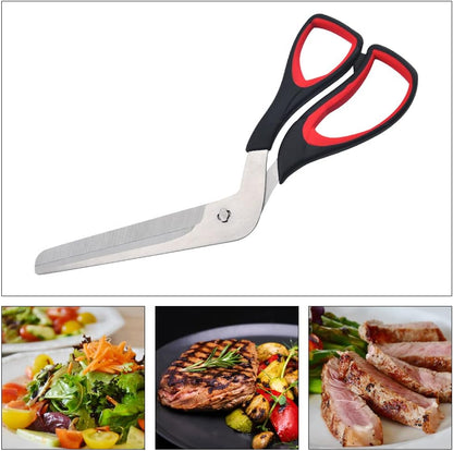 Pizza Scissors Food Grade Stainless Steel Pizza Cutter Stainless Steel Pizza Spatula Slicer Multi Function Kitchen Gadget for Kitchen Pizza Steak Barbecue Muffins