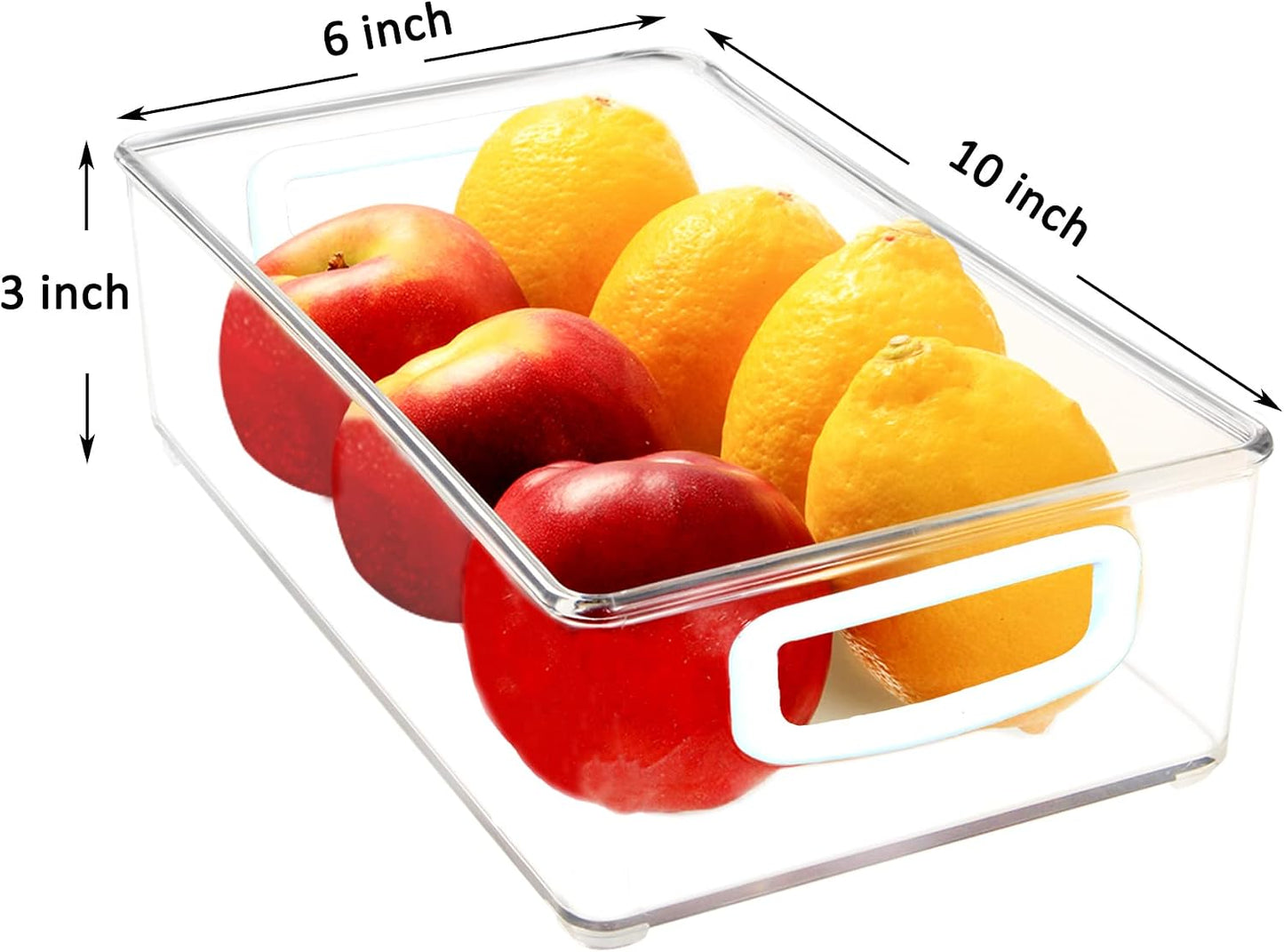 Youngever 4 Pack Stackable Plastic Storage Organizer Container Bins, Stackable Storage Bins with Handler for Refrigerator, Pantry (10" x 4" x 3")