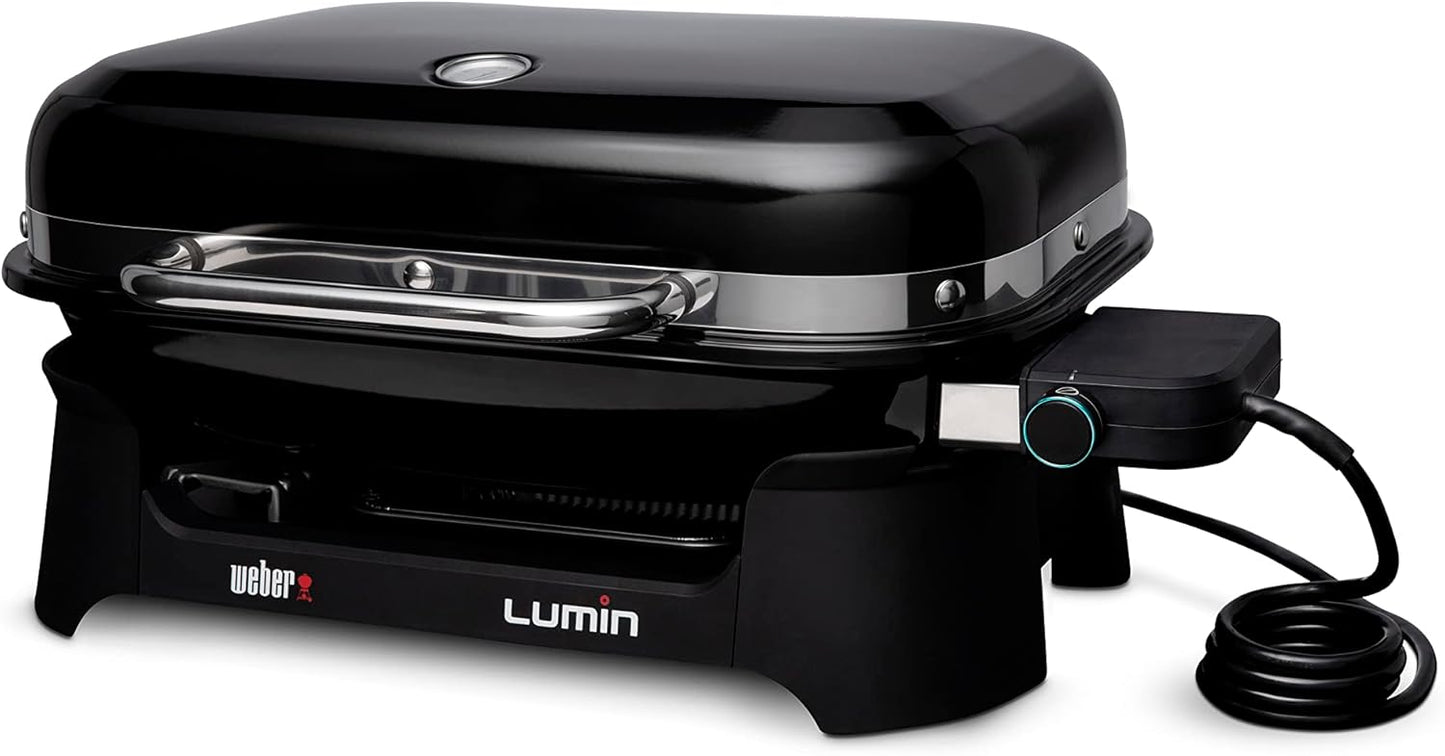 Weber Lumin Compact Outdoor Electric Barbecue Grill, Light Green - Great Small Spaces such as Patios, Balconies, and Decks, Portable and Convenient