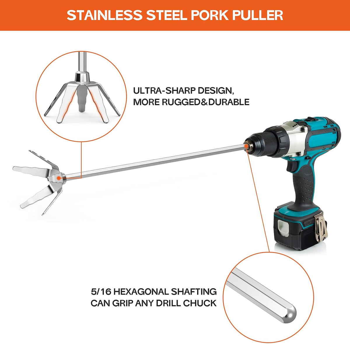 onlyfire 3 Inch Stainless Steel Ultra-Sharp Pork Puller