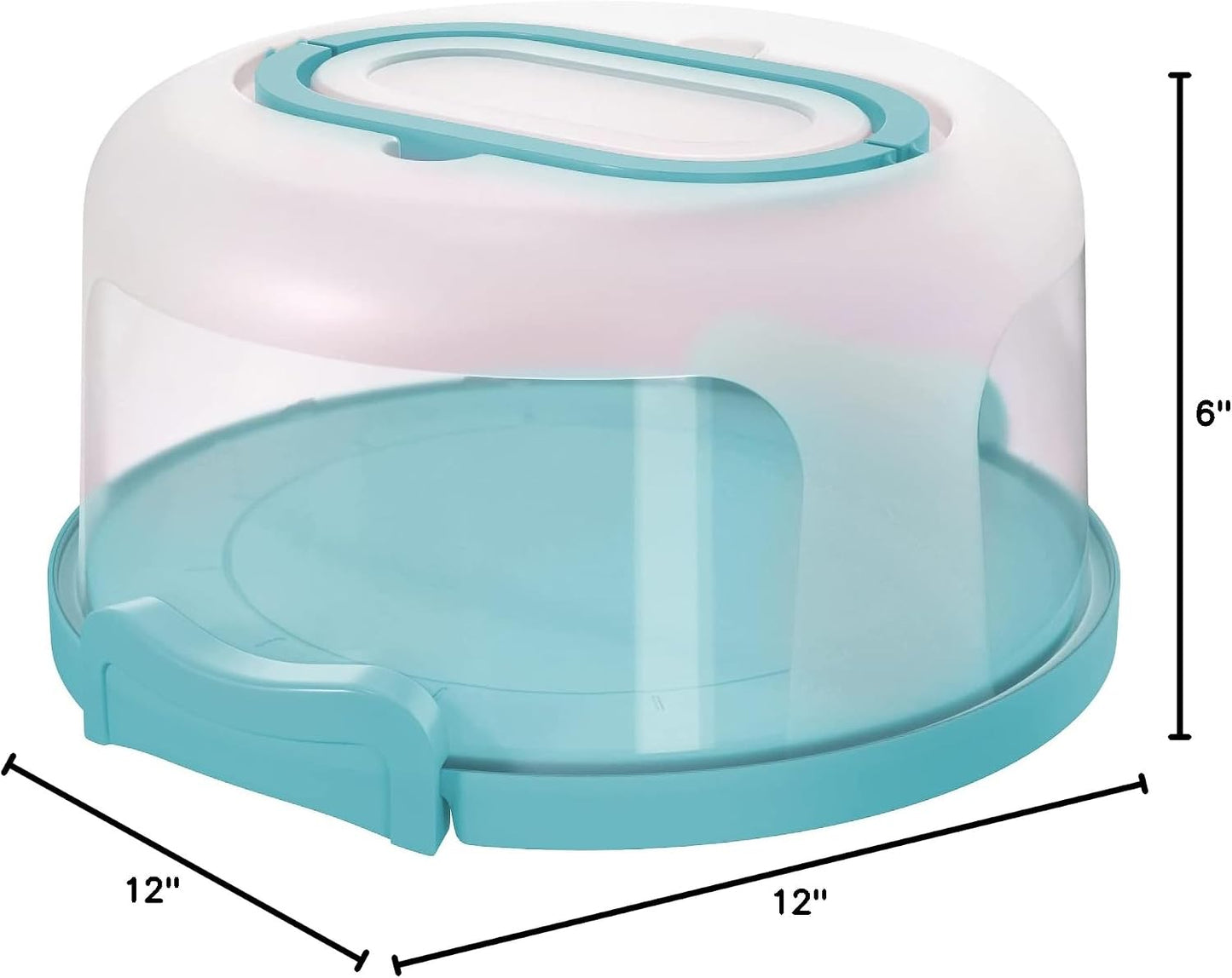 Top Shelf Elements Round Cake Carrier Two Sided Cake Holder Serves as Five Section Serving Tray, Portable Cake Stand Fits 10 inch Cake, Cake Box Comes With Handle, Cake Container Holds Pies (White)